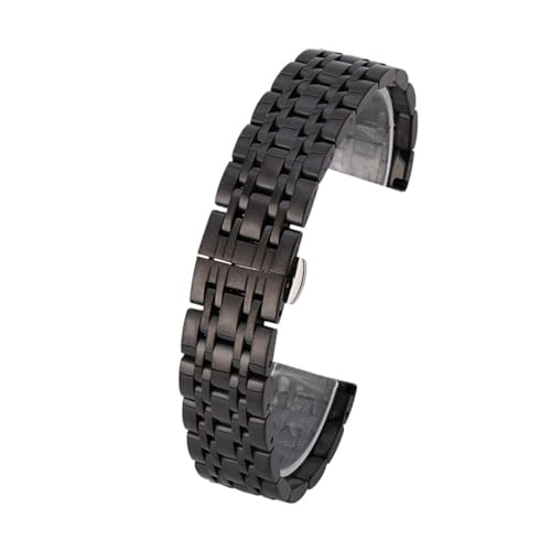 XLXKGPGKMK Edelstahlarmband, poliert, for Herren und Damen, Metall, Schnellverschluss, entfaltet, doppelte Faltschließe(Black,13mm) von XLXKGPGKMK