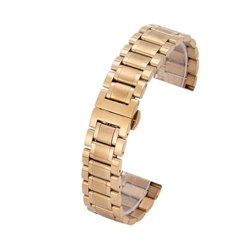 XLXKGPGKMK Edelstahlarmband, poliert, for Herren und Damen, Metall, Schnellverschluss, entfaltet, doppelte Faltschließe(Gold,22mm) von XLXKGPGKMK