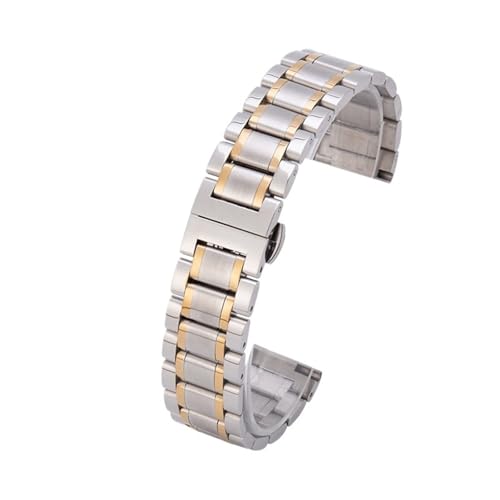 XLXKGPGKMK Edelstahlarmband, poliert, for Herren und Damen, Metall, Schnellverschluss, entfaltet, doppelte Faltschließe(Intermediate Gold,23mm) von XLXKGPGKMK