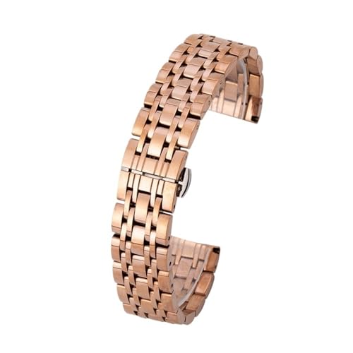 XLXKGPGKMK Edelstahlarmband, poliert, for Herren und Damen, Metall, Schnellverschluss, entfaltet, doppelte Faltschließe(Rose Gold,10mm) von XLXKGPGKMK