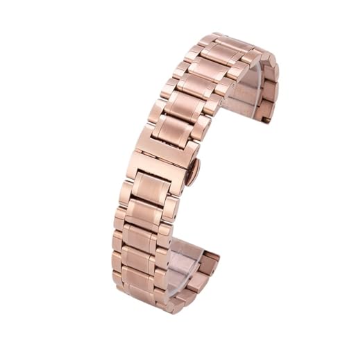 XLXKGPGKMK Edelstahlarmband, poliert, for Herren und Damen, Metall, Schnellverschluss, entfaltet, doppelte Faltschließe(Rose Gold,24mm) von XLXKGPGKMK