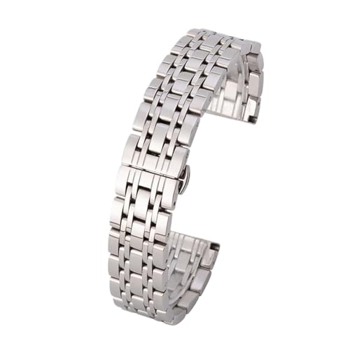 XLXKGPGKMK Edelstahlarmband, poliert, for Herren und Damen, Metall, Schnellverschluss, entfaltet, doppelte Faltschließe(Silver,16mm) von XLXKGPGKMK