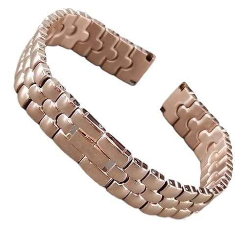 XLXKGPGKMK Edelstahlarmband als Metallersatz mit Faltschließe, Herren- und Damenmodelle, 6 mm, 8, 10, 12, 14, 16(Rose gold,8mm) von XLXKGPGKMK