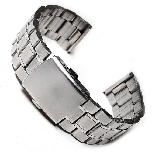XLXKGPGKMK Edelstahlarmband – flexible Sicherheitsschnalle im Kettenglieddesign, passend for verschiedene Uhrenstile(18mm) von XLXKGPGKMK