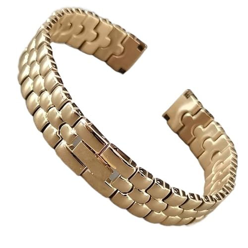 XLXKGPGKMK Edelstahlarmband for Ersetzen von Metall mit Faltschließe, schnelle Demontage for Männer und Frauen(Gold,8 mm) von XLXKGPGKMK
