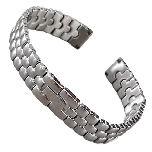 XLXKGPGKMK Edelstahlarmband for Ersetzen von Metall mit Faltschließe, schnelle Demontage for Männer und Frauen(Silver,12mm) von XLXKGPGKMK