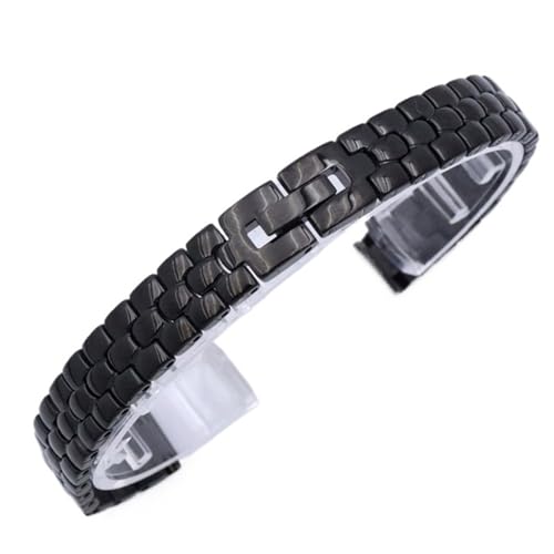 XLXKGPGKMK Edelstahlarmband for Smartwatches, Ersatzarmband mit Kleiderzubehör for Damen, 8 mm, 10, 12, 14(Black,8mm) von XLXKGPGKMK