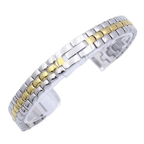 XLXKGPGKMK Edelstahlarmband for Smartwatches, Ersatzarmband mit Kleiderzubehör for Damen, 8 mm, 10, 12, 14(Silver and gold,8mm) von XLXKGPGKMK