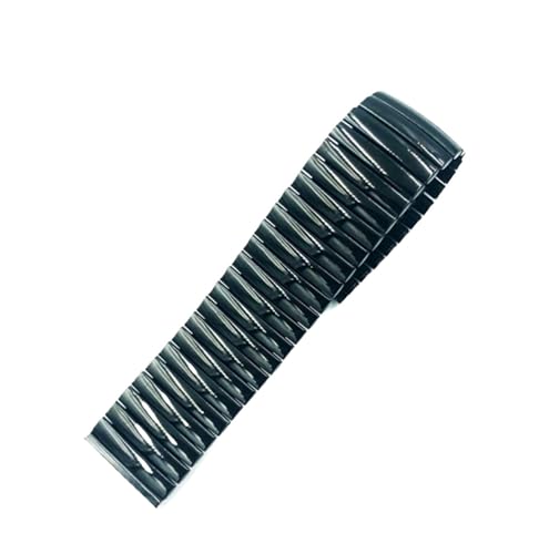 XLXKGPGKMK Elastisches Edelstahlarmband mit Schnalle, Metallersatz, 20 mm, 22 mm, geeignet for Männer und Frauen(Polished Black,22mm) von XLXKGPGKMK