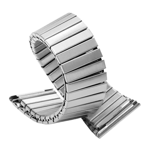 XLXKGPGKMK Elastisches Edelstahlband, 22 mm, geeignet for Männer und Frauen, mit schnallenlosem Design for schnelles Zerlegen(Silver,L 22mm) von XLXKGPGKMK