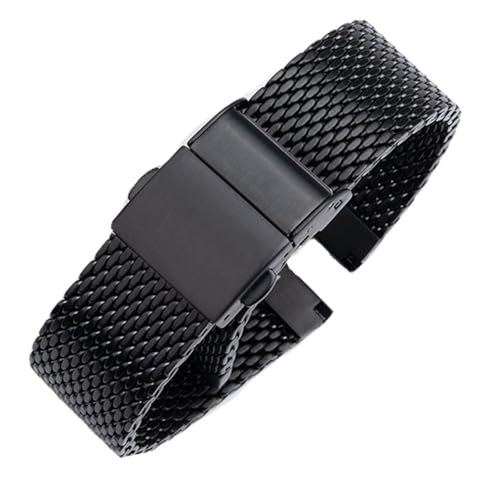 XLXKGPGKMK Ersatzarmband aus Edelstahl for Herren und Damen, Mesh-Metall, 19 mm, 20, 21, 22(Black,19mm) von XLXKGPGKMK