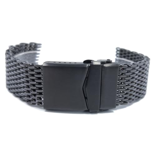 XLXKGPGKMK Herren Edelstahl Dickes Mesh Armband Schnellverschluss Verstellbar Heavy-Duty 18mm 20mm 22mm(Black,18mm) von XLXKGPGKMK