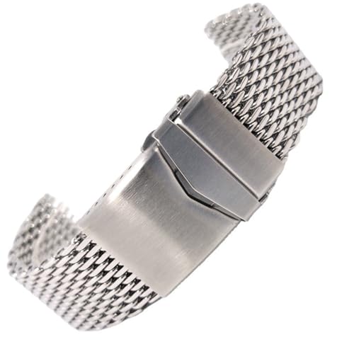 XLXKGPGKMK Herren Edelstahl Dickes Mesh Armband Schnellverschluss Verstellbar Heavy-Duty 18mm 20mm 22mm(Silver,22mm) von XLXKGPGKMK