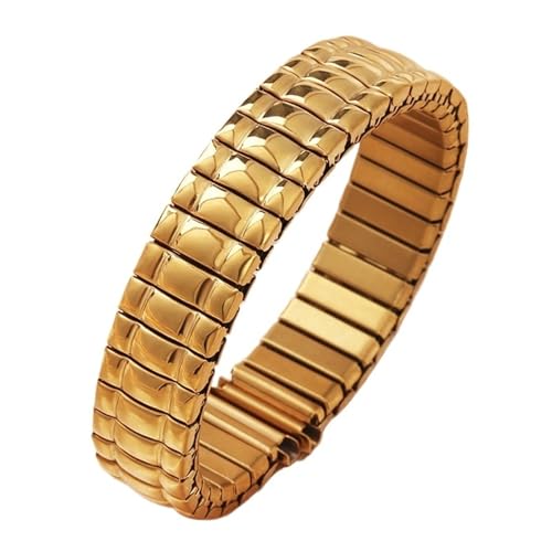 XLXKGPGKMK Herren- und Damen-Ersatzarmband aus Edelstahl, bequem, elastisch, gerades Ende, ohne Schnalle(Gold,16mm) von XLXKGPGKMK