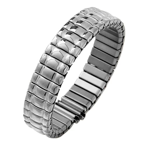 XLXKGPGKMK Herren- und Damen-Ersatzarmband aus Edelstahl, bequem, elastisch, gerades Ende, ohne Schnalle(Silver,12mm) von XLXKGPGKMK