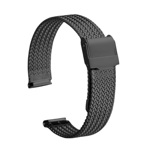 XLXKGPGKMK Klassisches Mesh-Armband, poliert, for Damen und Herren, Edelstahl for schnelles Öffnen einfachen Austausch(Black,12mm) von XLXKGPGKMK
