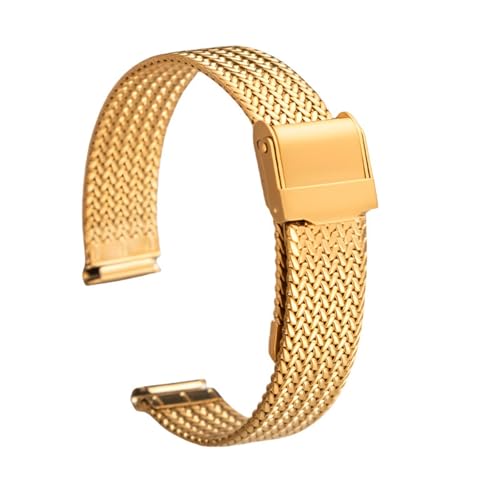 XLXKGPGKMK Klassisches Mesh-Armband, poliert, for Damen und Herren, Edelstahl for schnelles Öffnen einfachen Austausch(Gold,12mm) von XLXKGPGKMK