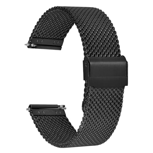 XLXKGPGKMK Metall-Mesh-Armband – Smart-Ersatzarmband aus Edelstahl mit Schnellverschluss for Herren und Damen, 20 mm, 22(Black,22mm) von XLXKGPGKMK