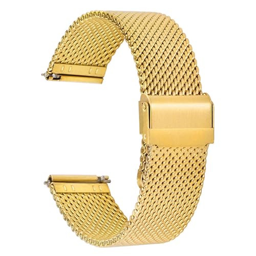 XLXKGPGKMK Metall-Mesh-Armband – Smart-Ersatzarmband aus Edelstahl mit Schnellverschluss for Herren und Damen, 20 mm, 22(Gold,20mm) von XLXKGPGKMK