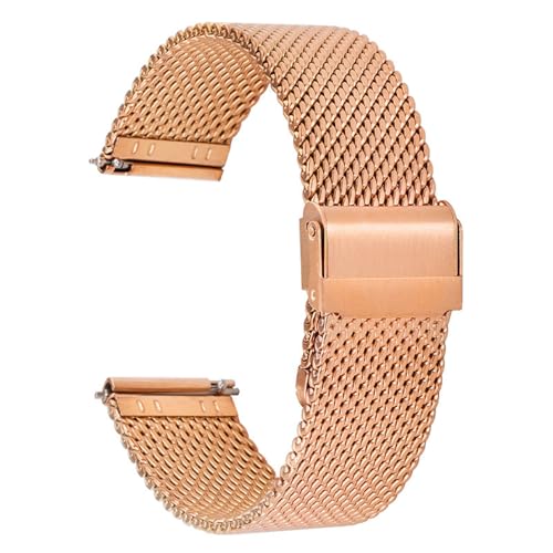 XLXKGPGKMK Metall-Mesh-Armband – Smart-Ersatzarmband aus Edelstahl mit Schnellverschluss for Herren und Damen, 20 mm, 22(Rose gold,22mm) von XLXKGPGKMK