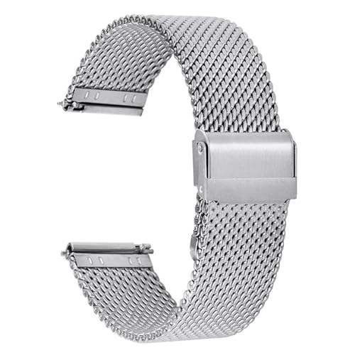 XLXKGPGKMK Metall-Mesh-Armband – Smart-Ersatzarmband aus Edelstahl mit Schnellverschluss for Herren und Damen, 20 mm, 22(Silver,20mm) von XLXKGPGKMK