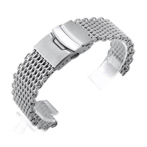 XLXKGPGKMK Metall-Mesh-Armband for Herren und Damen, Schnellverschluss, Edelstahl, Ersatz for Smartwatch, 20 mm, 22(Silver(XXL),22mm) von XLXKGPGKMK