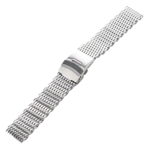 XLXKGPGKMK Metallarmband, Faltschließe, Edelstahlgewebe, Schnellverschluss, Ersatz for Männer und Frauen, 18 mm, 20, 22, 24(20mm) von XLXKGPGKMK
