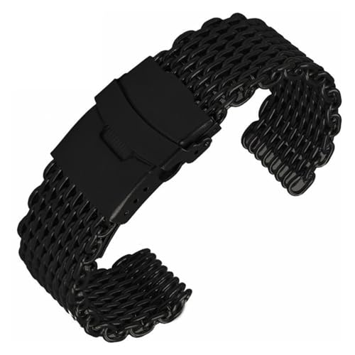XLXKGPGKMK Metallarmband for Herren und Damen, Mesh-Gewebe, Edelstahl, Schnellverschluss, Faltschließe, Breite 18 mm, 20, 22, 24(Black,20mm) von XLXKGPGKMK