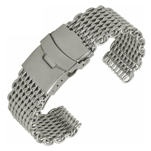 XLXKGPGKMK Metallarmband for Herren und Damen, Mesh-Gewebe, Edelstahl, Schnellverschluss, Faltschließe, Breite 18 mm, 20, 22, 24(Silver,22mm) von XLXKGPGKMK