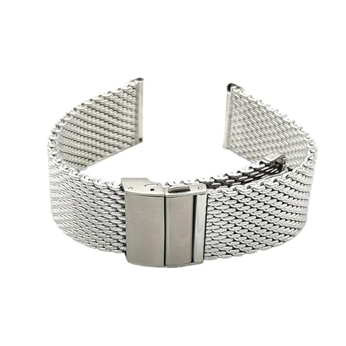 XLXKGPGKMK Metallgitterarmband – Ersatz-Smartarmband aus Edelstahl mit Schnellverschluss for Herren und Damen(Silver,20mm) von XLXKGPGKMK