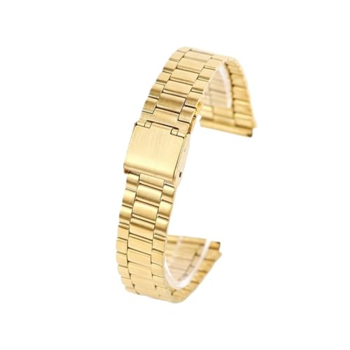 XLXKGPGKMK Schnellverschluss-Uhrenarmband aus gebürstetem Metall for Männer und Frauen, Edelstahl-Armbänder, 15 mm(Gold) von XLXKGPGKMK