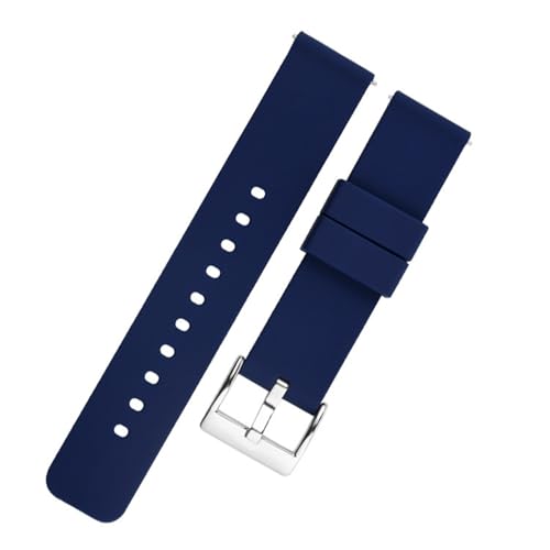 XLXKGPGKMK Silikonarmband, 18 mm, 20, 22, Schnellverschluss, Gummi, for Damen und Herren, Edelstahlschnalle(Deep Blue,22mm) von XLXKGPGKMK