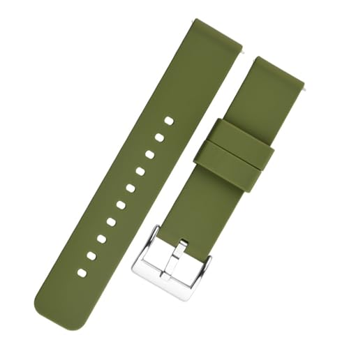 XLXKGPGKMK Silikonarmband, 18 mm, 20, 22, Schnellverschluss, Gummi, for Damen und Herren, Edelstahlschnalle(Green,20mm) von XLXKGPGKMK