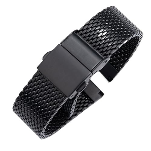 XLXKGPGKMK Uhrenarmbänder aus Edelstahlgewebe for Männer und Frauen, Schnellverschluss, verstellbare Bänder, 19 mm, 20, 21, 22(Black,19mm) von XLXKGPGKMK