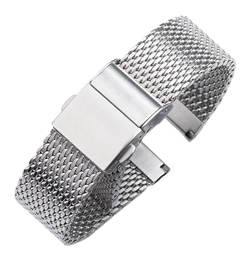 XLXKGPGKMK Uhrenarmbänder aus Edelstahlgewebe for Männer und Frauen, Schnellverschluss, verstellbare Bänder, 19 mm, 20, 21, 22(Silver,21mm) von XLXKGPGKMK