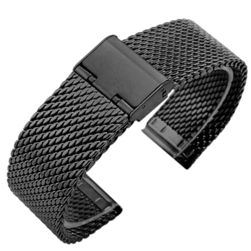 XLXKGPGKMK Uhrenarmband aus Edelstahlgewebe for Herren und Damen, Schnellverschluss-Armbänder, 18 mm, 20, 22, 24(Black,24mm) von XLXKGPGKMK