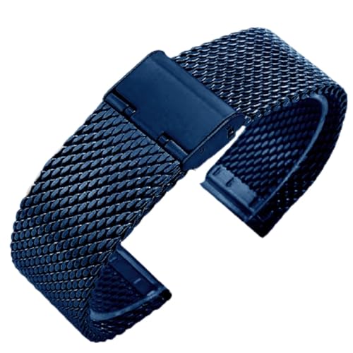 XLXKGPGKMK Uhrenarmband aus Edelstahlgewebe for Herren und Damen, Schnellverschluss-Armbänder, 18 mm, 20, 22, 24(Blue,22mm) von XLXKGPGKMK