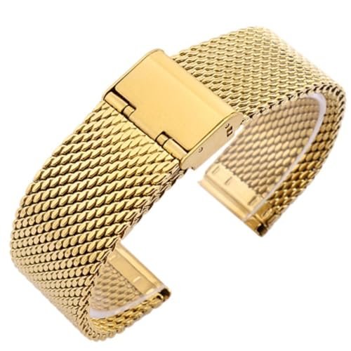 XLXKGPGKMK Uhrenarmband aus Edelstahlgewebe for Herren und Damen, Schnellverschluss-Armbänder, 18 mm, 20, 22, 24(Gold,24mm) von XLXKGPGKMK