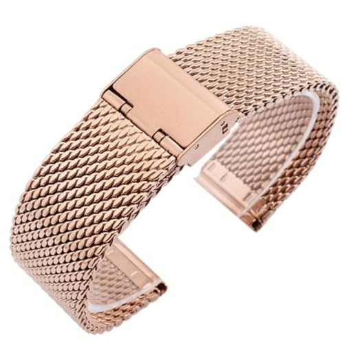 XLXKGPGKMK Uhrenarmband aus Edelstahlgewebe for Herren und Damen, Schnellverschluss-Armbänder, 18 mm, 20, 22, 24(Rose gold,20mm) von XLXKGPGKMK