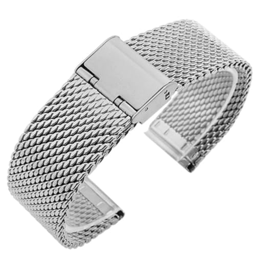 XLXKGPGKMK Uhrenarmband aus Edelstahlgewebe for Herren und Damen, Schnellverschluss-Armbänder, 18 mm, 20, 22, 24(Silver,18mm) von XLXKGPGKMK