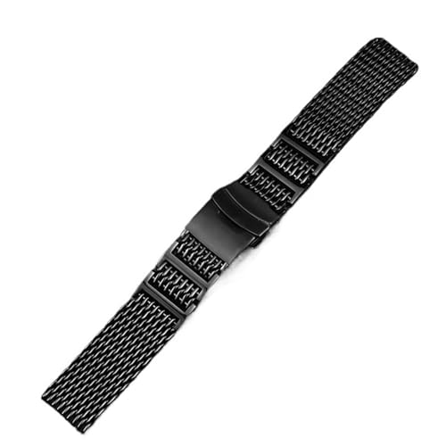 XLXKGPGKMK Uhrenarmband aus Metallgeflecht for Damen und Herren, Edelstahl, intelligentes Ersatzarmband, 20 mm, 22, 24(Black,24mm) von XLXKGPGKMK
