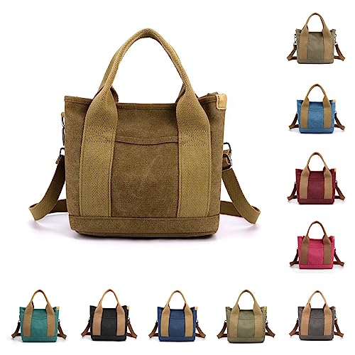 XLXLbb Kleine Umhängetasche Stilvolle Mini Tote Schulter Handtasche Canvas Hobo Bag Messenger Geldbörse Frauen Reißverschluss Organizer Taschen, Braun von XLXLbb