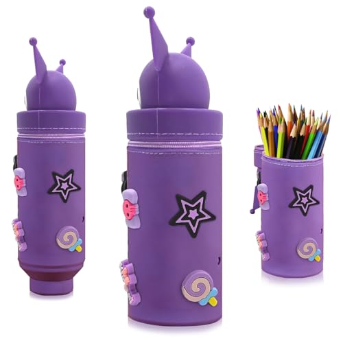 XLZJYIJ Federmäppchen aus Weichem Silikon, Cartoon Bleistifthalter, 2 in 1 Weiche Silikontasche, Cartoon Federmäppchen mit Reißverschluss, Stand Up Federmäppchen für Mädchen von XLZJYIJ