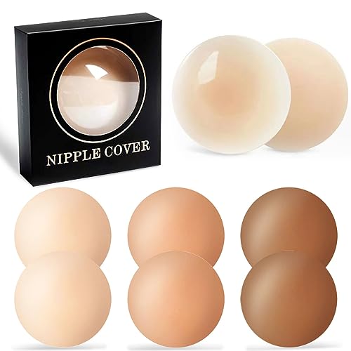 XLZJYIJ Ultra Dünne Nippelpads, 3 Paar Waschbare und Wiederverwendbare Nippel Cover, Kleber Silikon Nippelabdeckungen für Hochzeitskleidern, Rückenfreien Kleidern, Badeanzug, 8 cm von XLZJYIJ