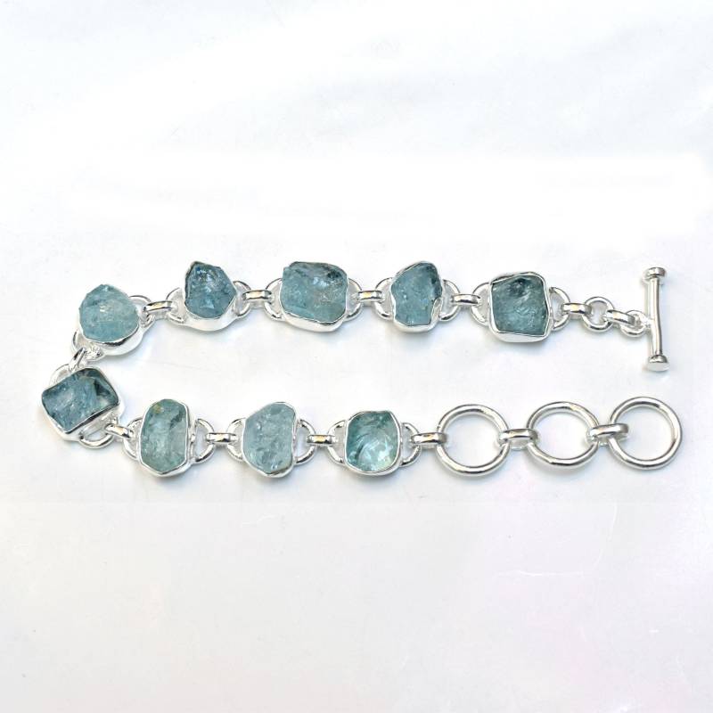 Handgemachte Sterling Silber Aquamarin Armband, Edelstein Schmuck von XLjewelry