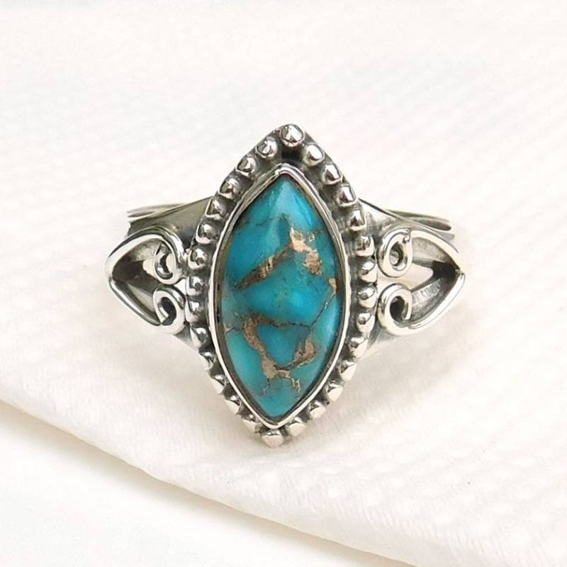 Blauer Türkis Ring Sterling Silber Edelstein von XLjewelry
