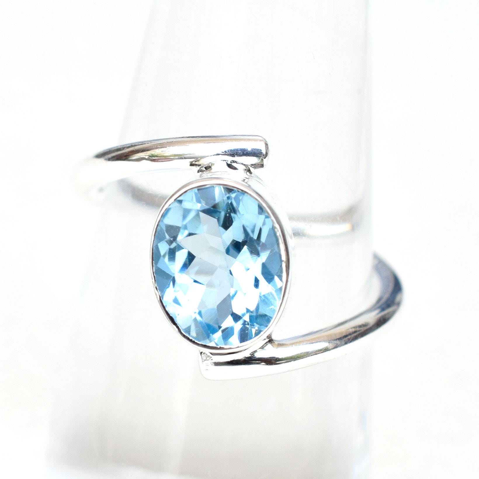 Blautopas Ring 925 Sterling Silber, Handgemachter Edelsteinschmuck von XLjewelry