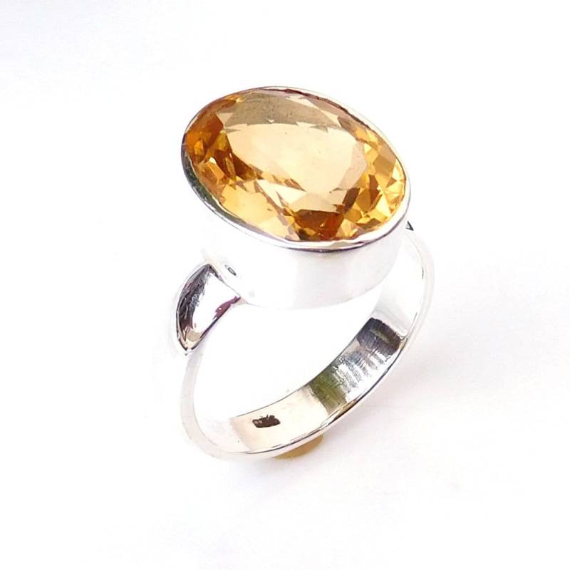 Handgefertigter 925 Sterling Silber Citrin Ring Ovaler Statement Ring von XLjewelry