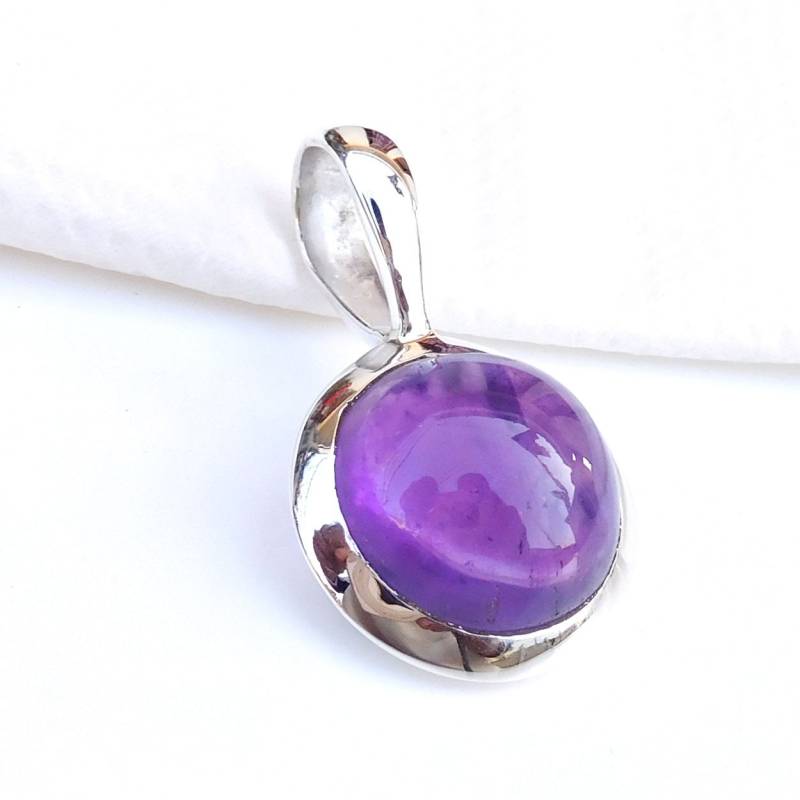 Handgefertigter Amethyst Anhänger Aus 925 Sterling Silber, Glänzend von XLjewelry