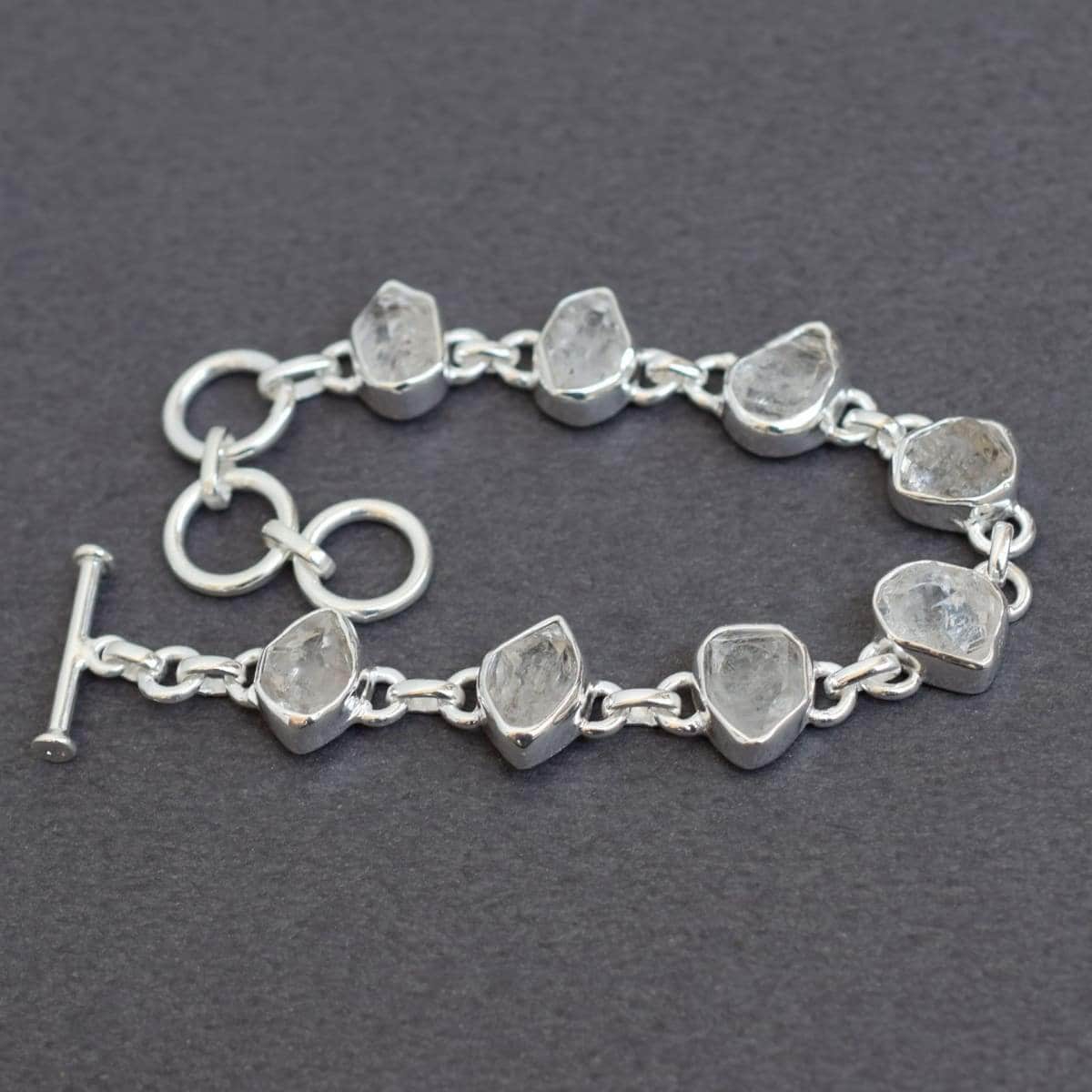 Handgefertigtes Herkimer Diamant Armband Roher Edelstein, 925 Sterling Silber von XLjewelry